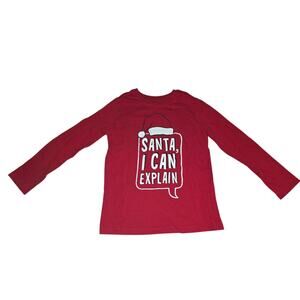 Carter's Kid Long Sleeve Red Shirt "Santa I Can Explain" 7